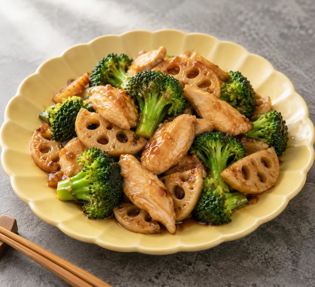 鶏むね肉とブロッコリーの中華炒めの完成イメージ