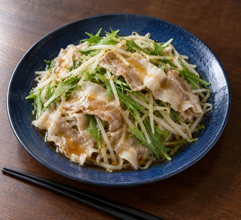 豚バラ肉と水菜の重ね蒸しの完成イメージ