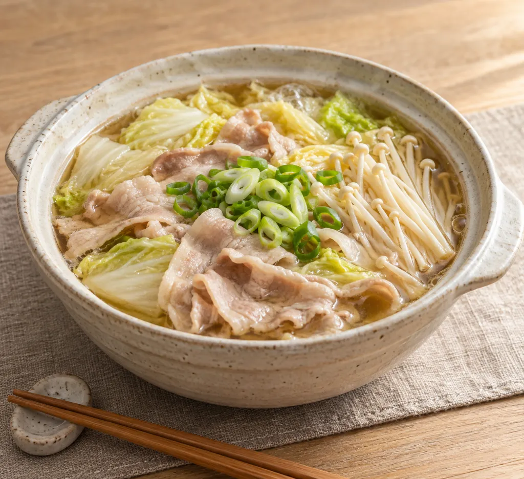 時短豚バラ肉と白菜の寄せ鍋の完成イメージ