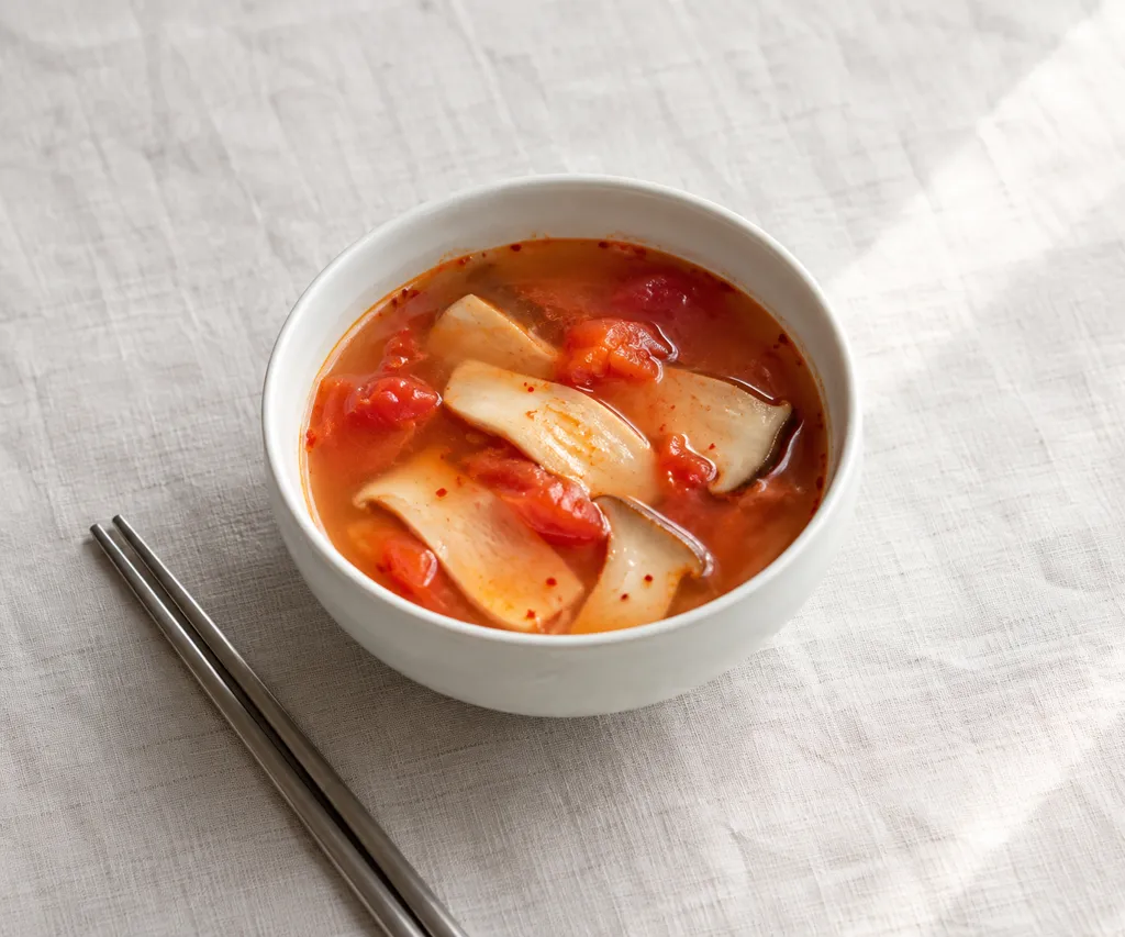 エリンギとトマトのトムヤム風スープの完成イメージ