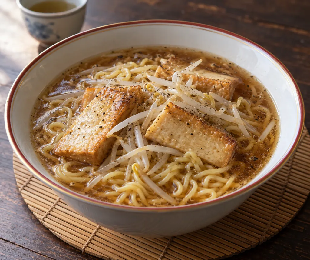 厚揚げともやしの中華スープ麺の完成イメージ