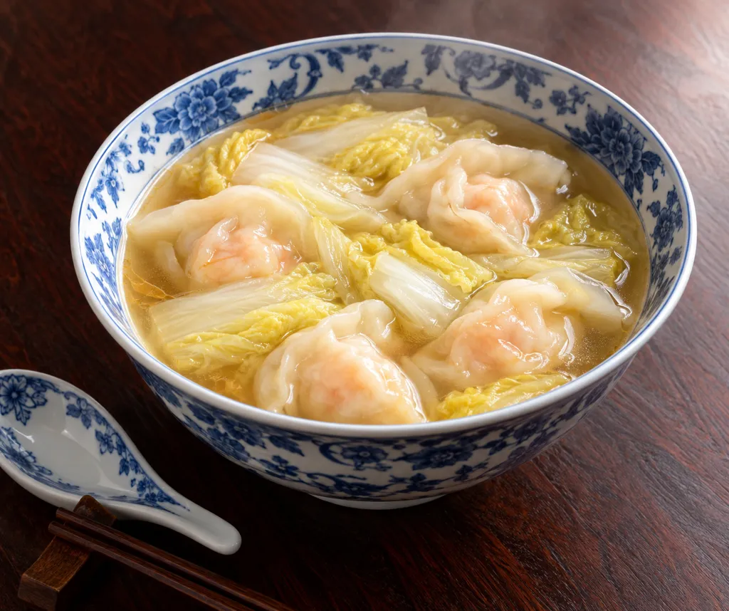 えびと白菜の水餃子スープの完成イメージ