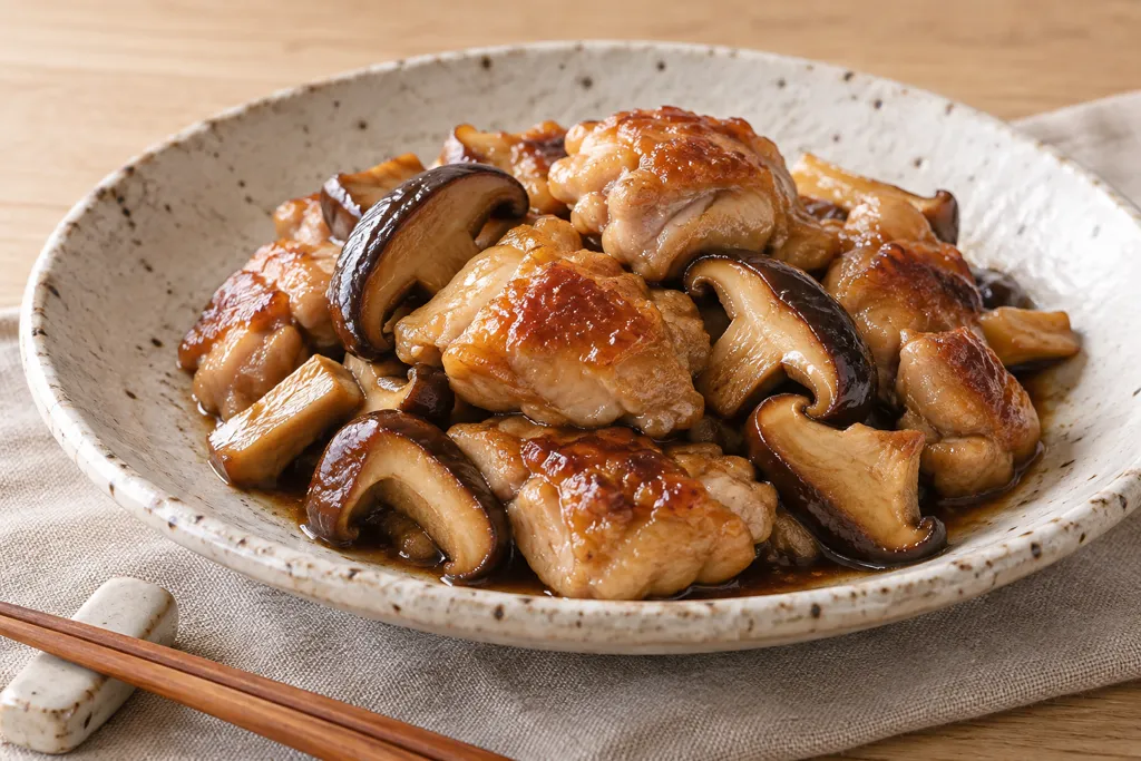 時短鶏もも肉としいたけのバター醤油焼きの完成イメージ