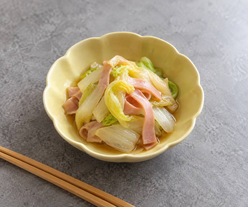 白菜とハムの中華蒸しの完成イメージ