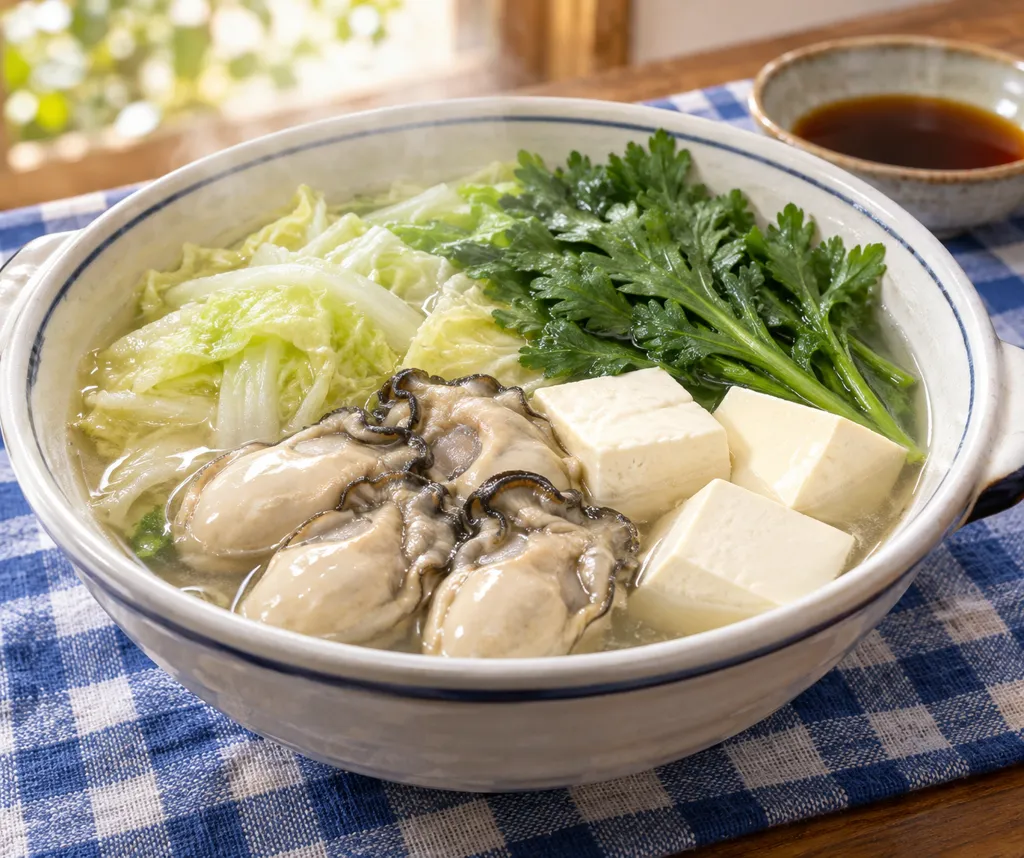 牡蠣と豆腐の寄せ鍋の完成イメージ