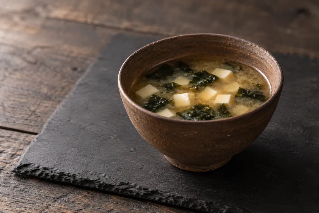 豆腐とのりの即席味噌汁の完成イメージ