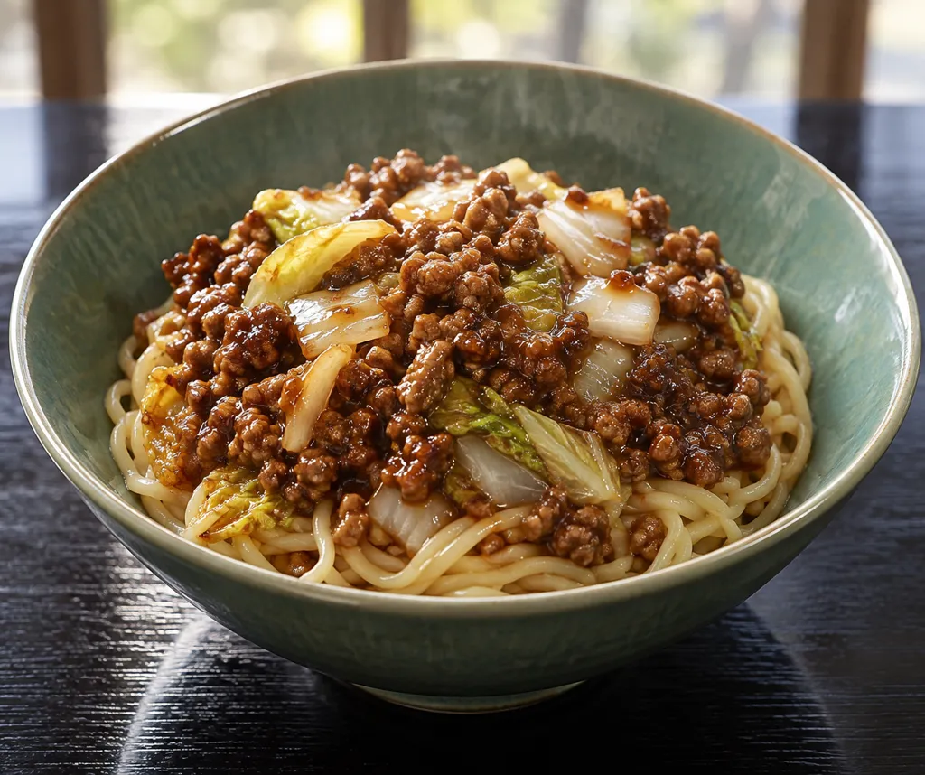 豚ひき肉と白菜のジャージャー麺の完成イメージ