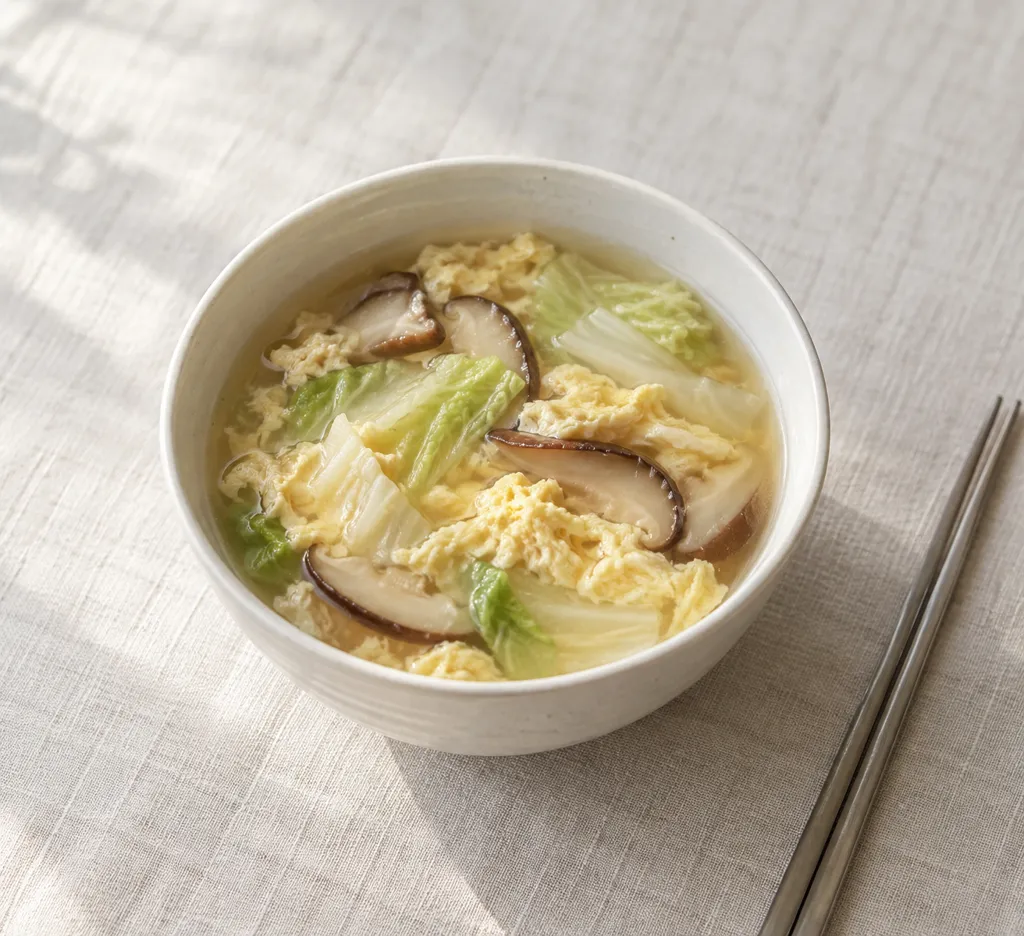 卵と白菜のエスニックスープの完成イメージ