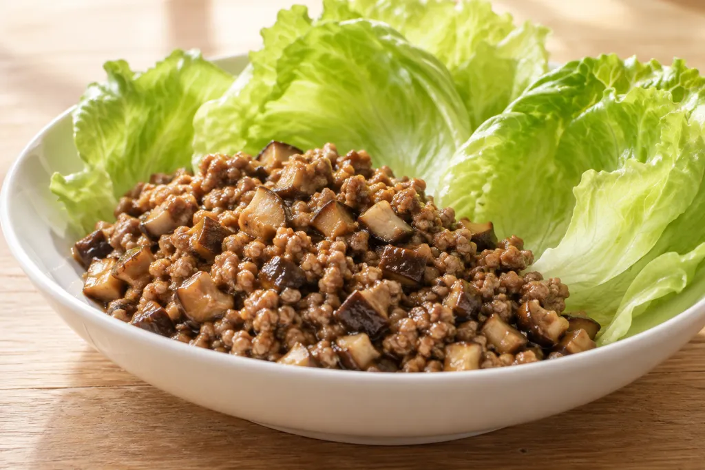 豚ひき肉としいたけの中華レタス包みの完成イメージ