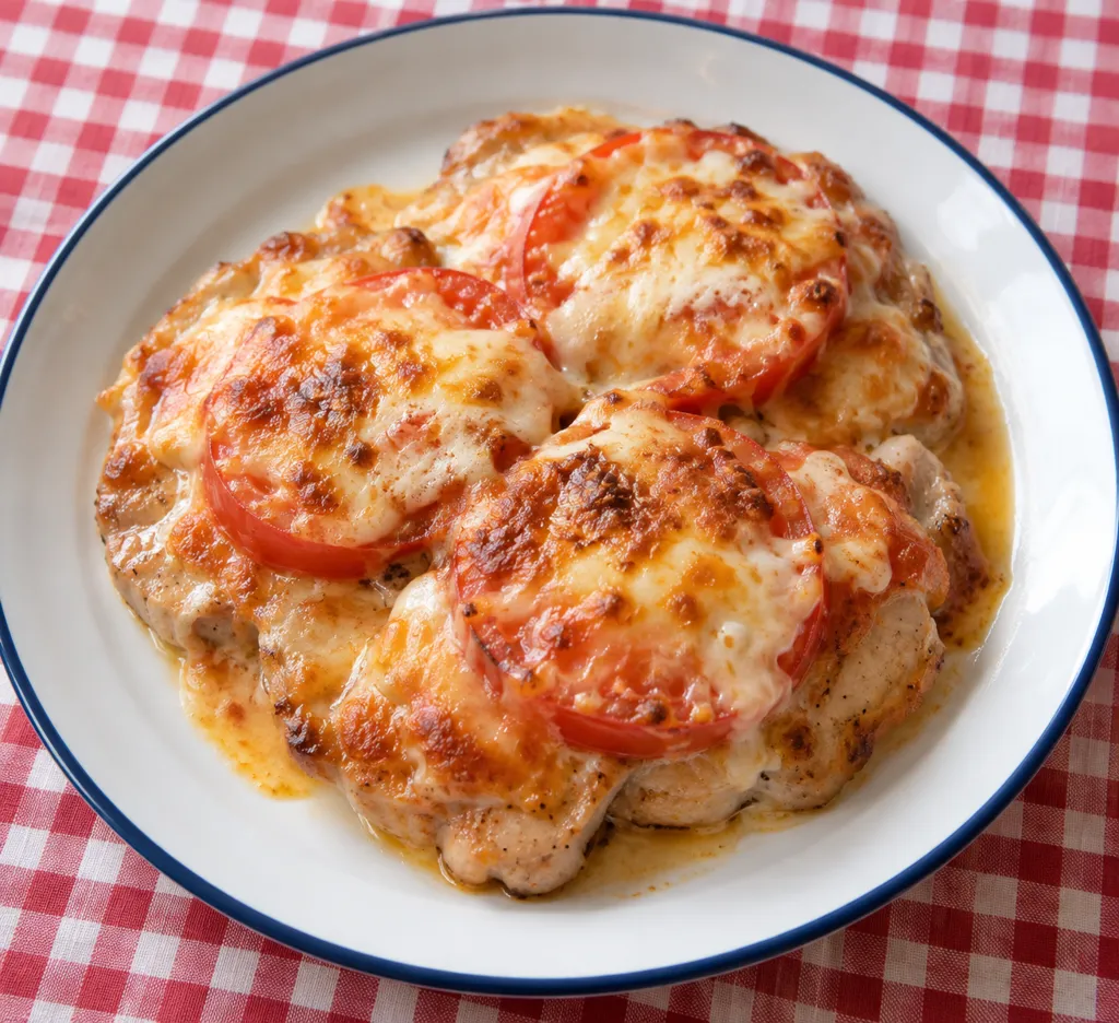 豚ロースとトマトのチーズ焼きの完成イメージ