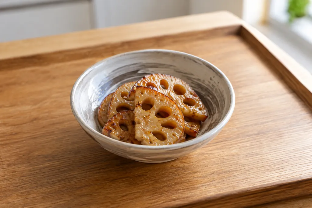 れんこんの甘辛歯ざわり焼きの完成イメージ