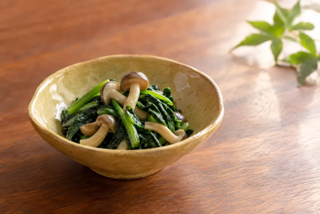 しめじとほうれん草のわさび和えの完成イメージ