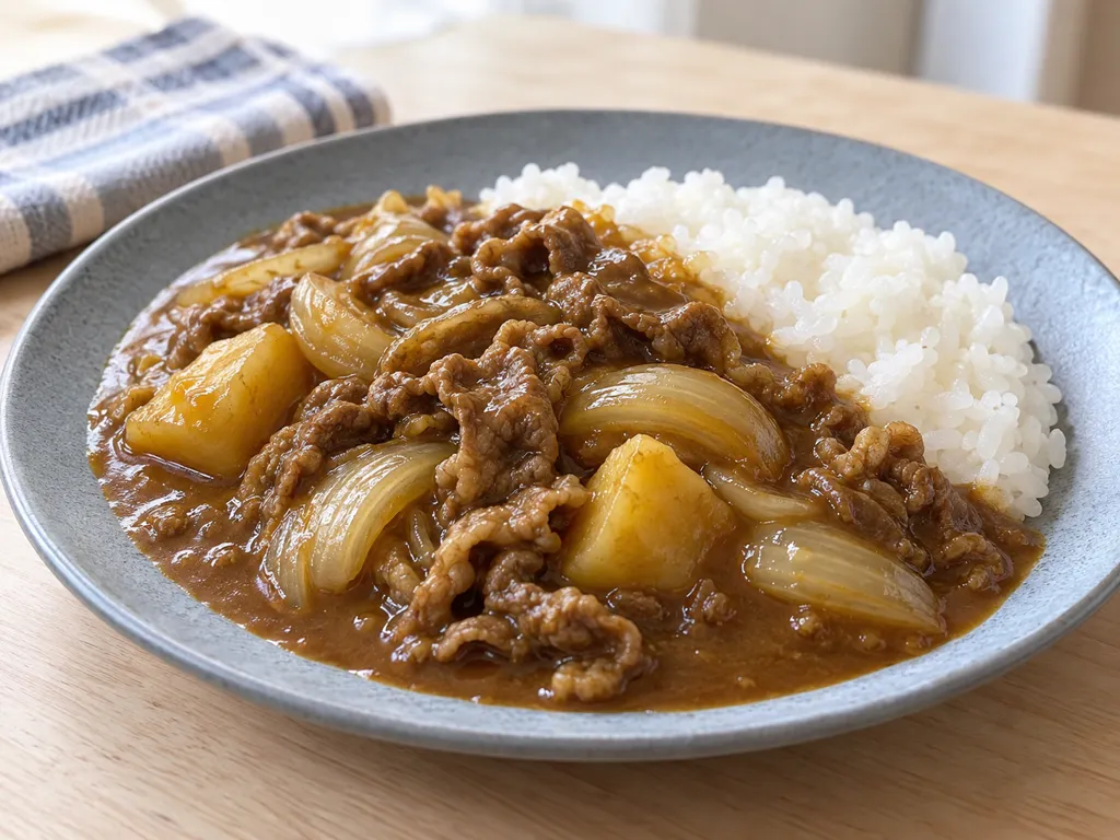 牛こま肉とじゃがいもの洋風カレーの完成イメージ