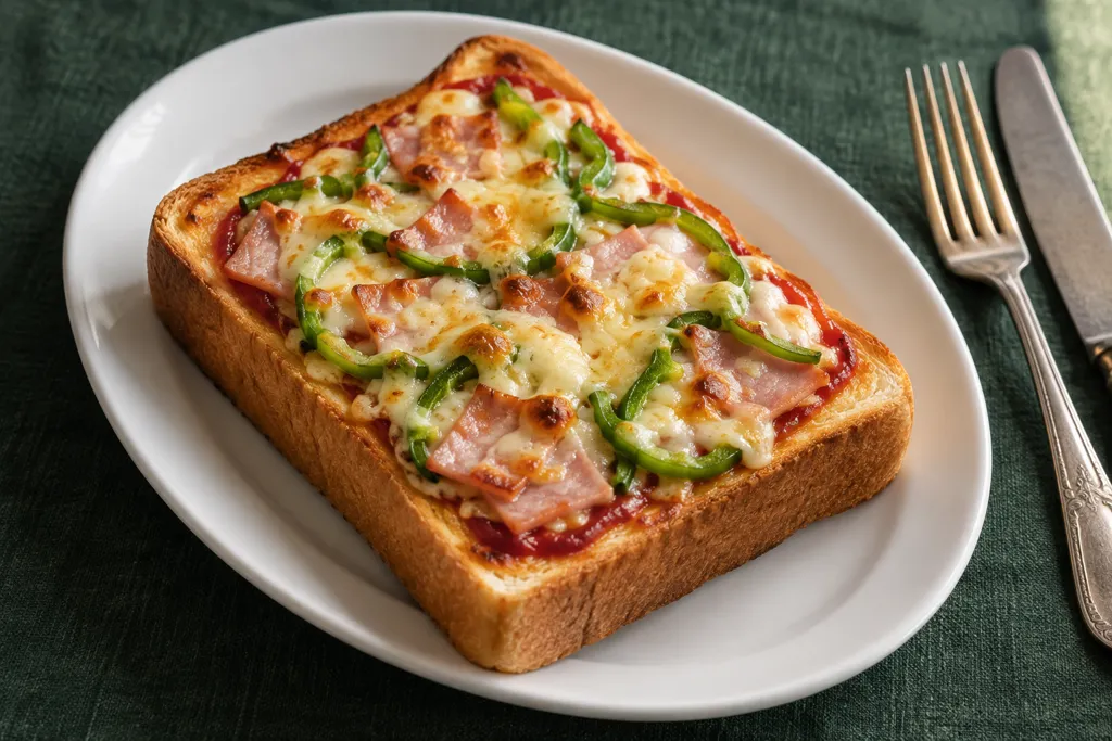 ハムとピーマンのピザトーストの完成イメージ