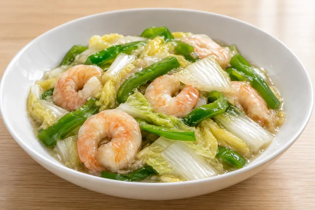 えびと白菜の塩あん炒めの完成イメージ
