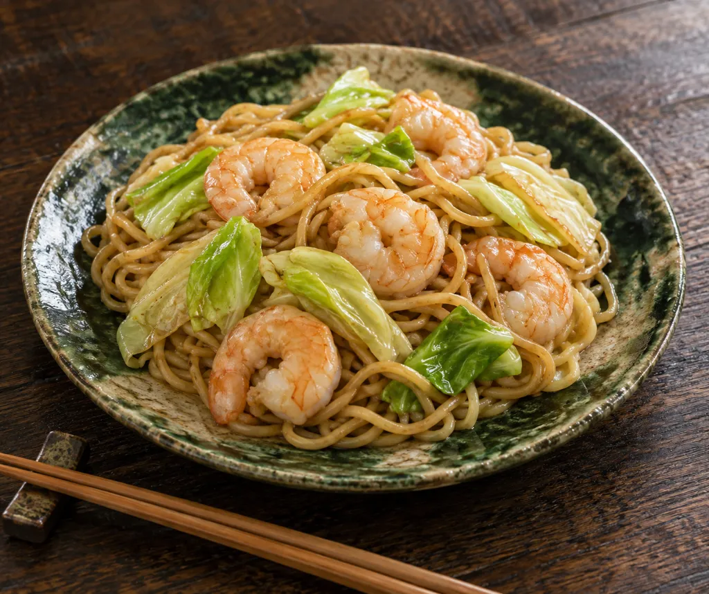 えびとキャベツのまろやかソース焼きそばの完成イメージ