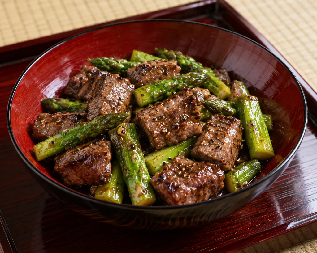 牛肉とアスパラのバター醤油焼きの完成イメージ