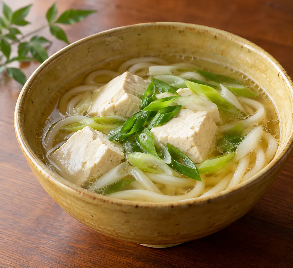 豆腐とねぎのかけうどんの完成イメージ