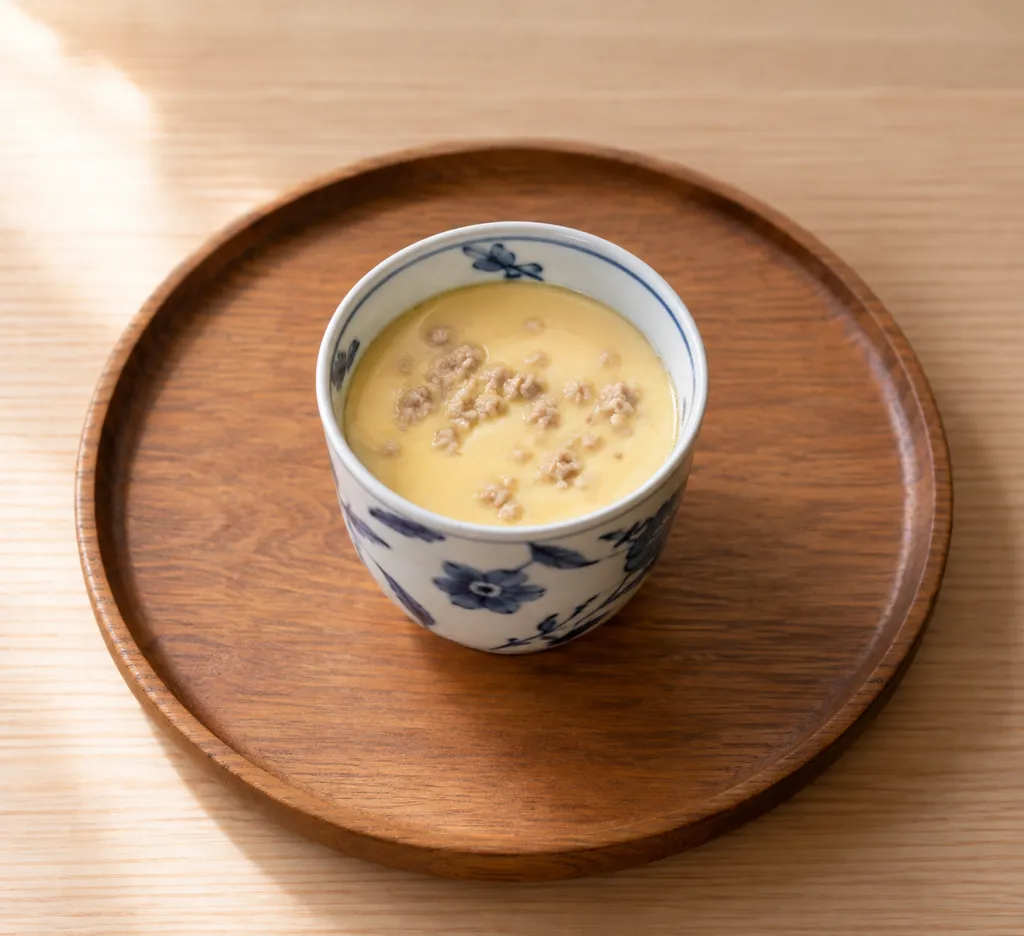 鶏ひき肉の茶碗蒸しの完成イメージ