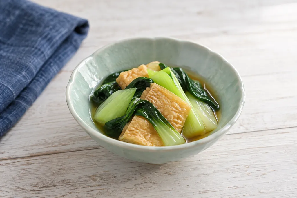 油揚げとチンゲン菜の甘辛煮の完成イメージ