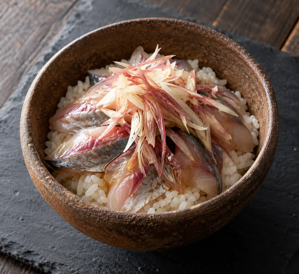 あじとみょうがの海鮮丼の完成イメージ