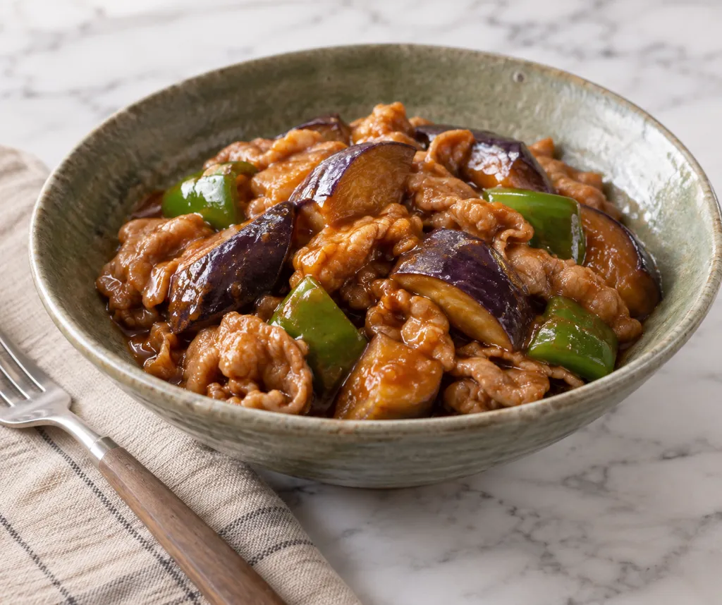豚こま肉となすのケチャップ煮の完成イメージ
