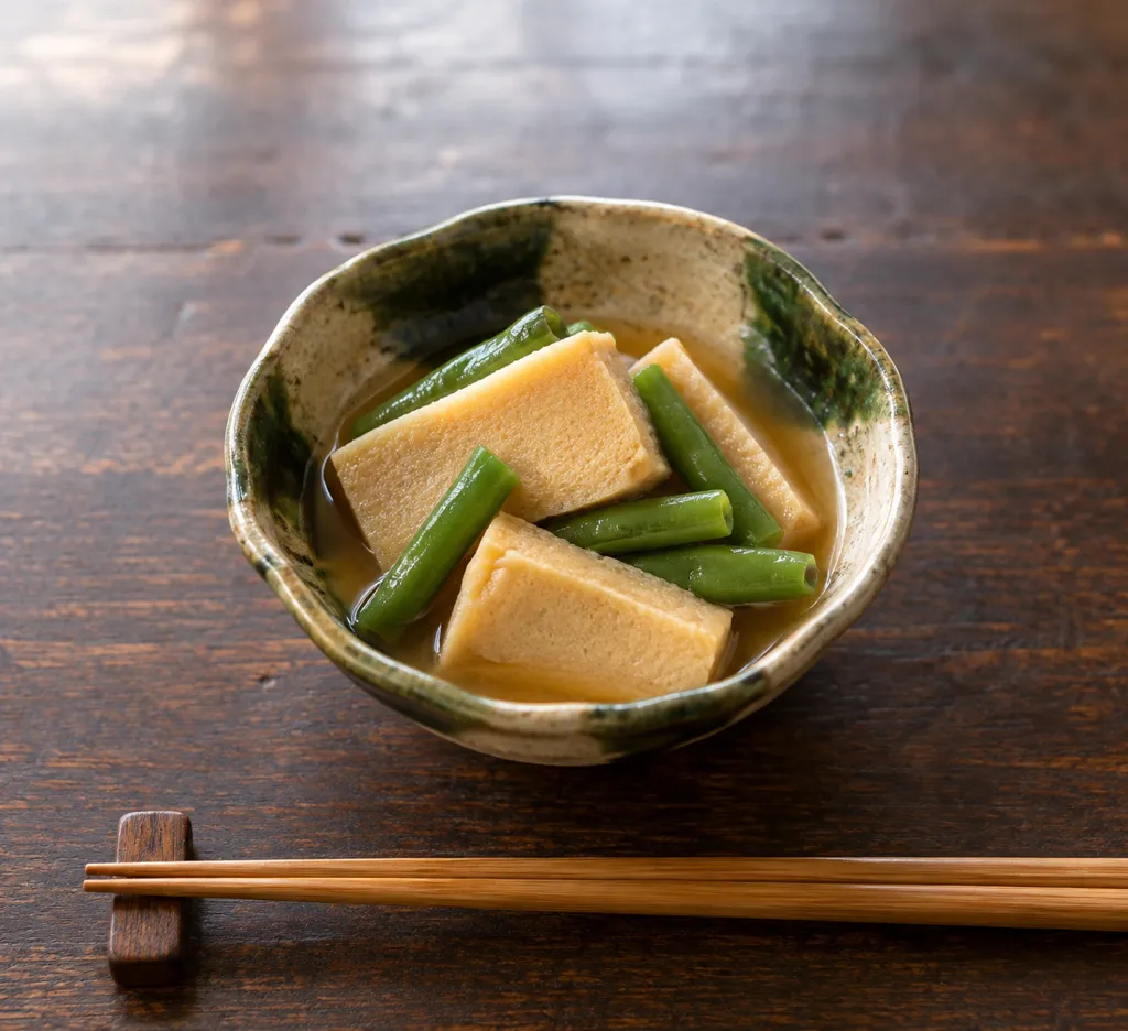 高野豆腐といんげんの含め煮の完成イメージ