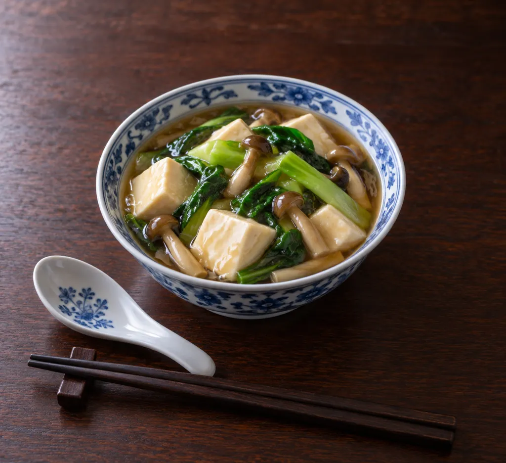 豆腐と小松菜のしめじ中華煮の完成イメージ