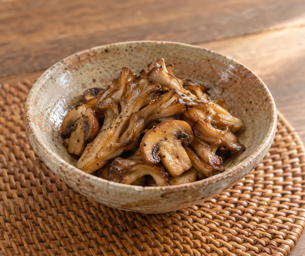 まいたけとマッシュルームの醤油焼きの完成イメージ