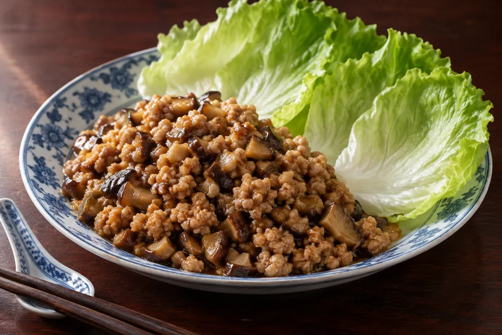 鶏ひき肉としいたけの中華レタス包みの完成イメージ