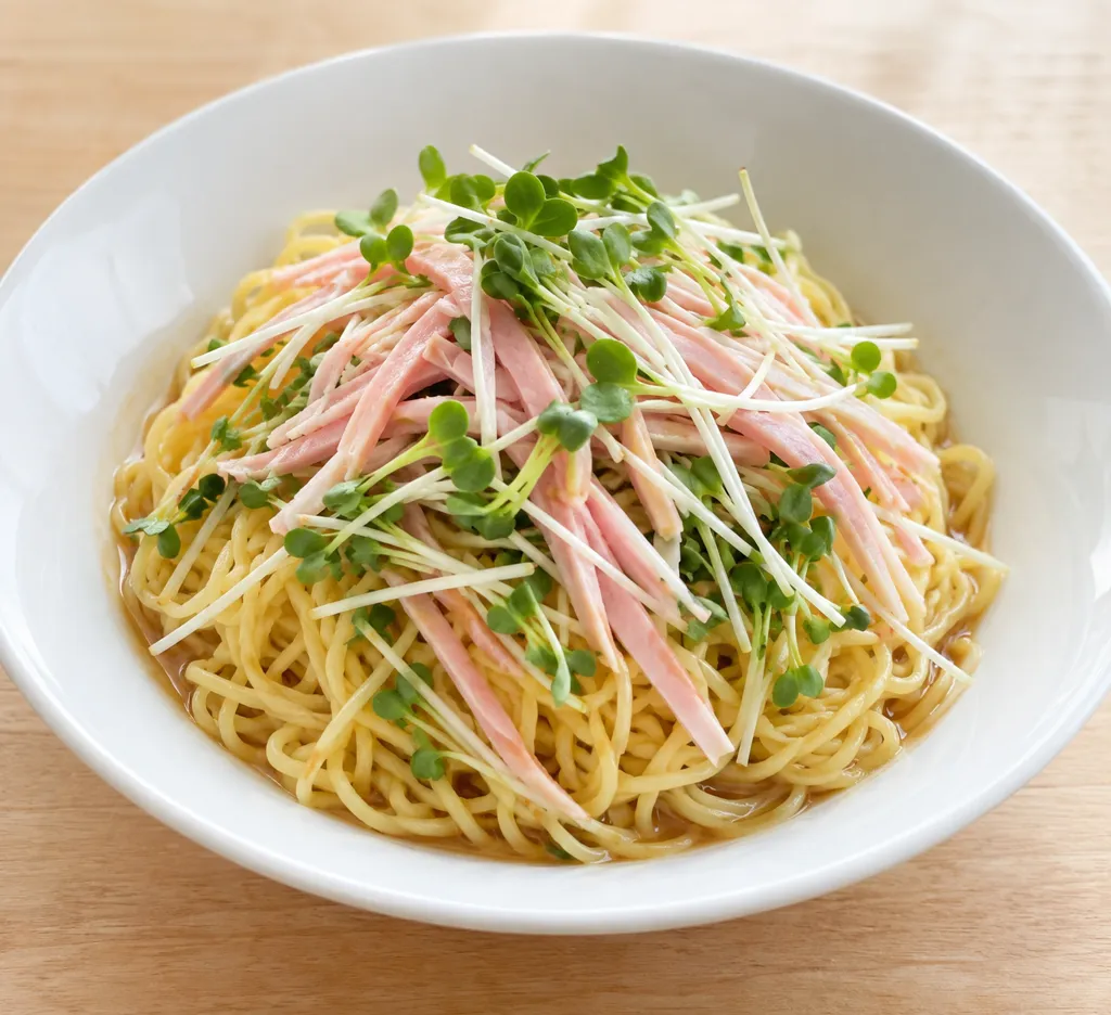 ハムとかいわれ大根の冷やし中華の完成イメージ