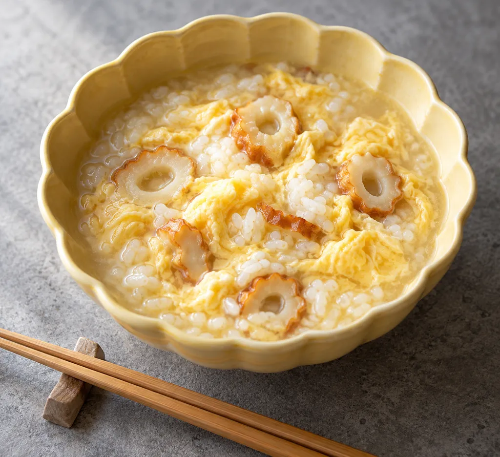 ちくわと卵の中華雑炊の完成イメージ
