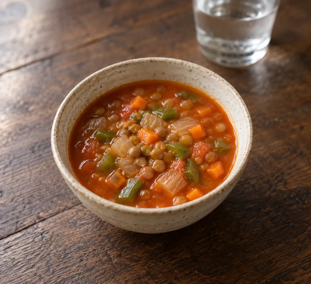 ピーマンとレンズ豆のミネストローネの完成イメージ