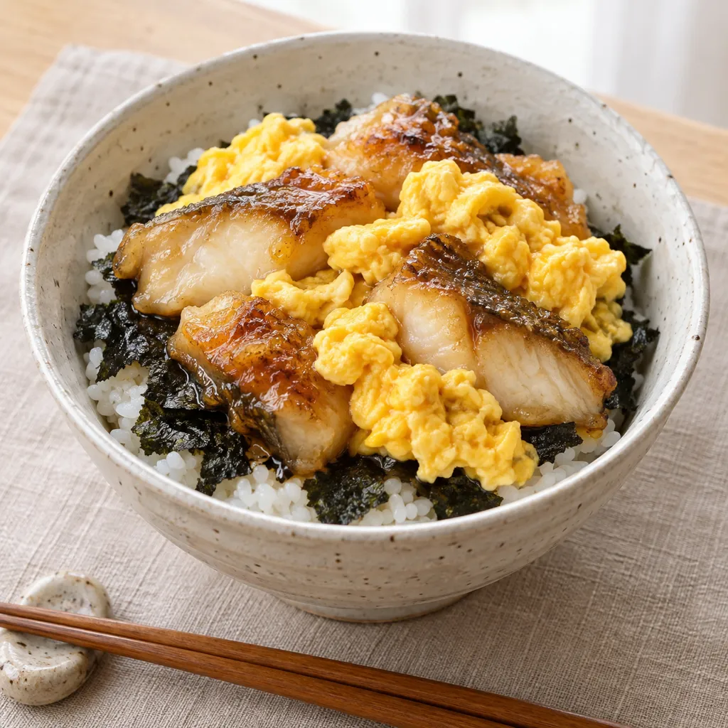 たらと卵ののり弁風丼の完成イメージ