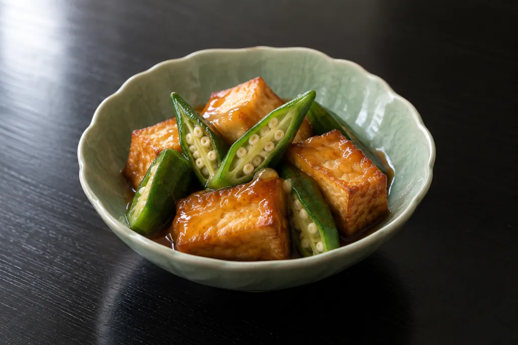厚揚げとオクラの中華甘酢焼きの完成イメージ