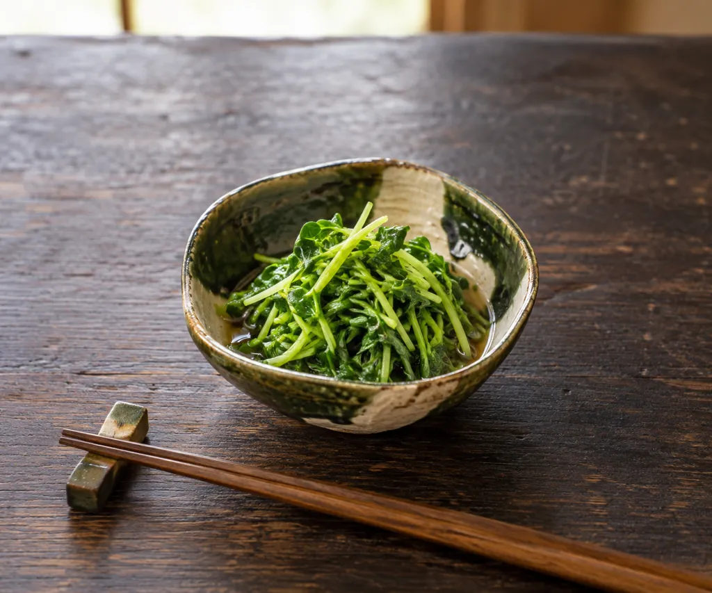 豆苗のレンジおひたしの完成イメージ