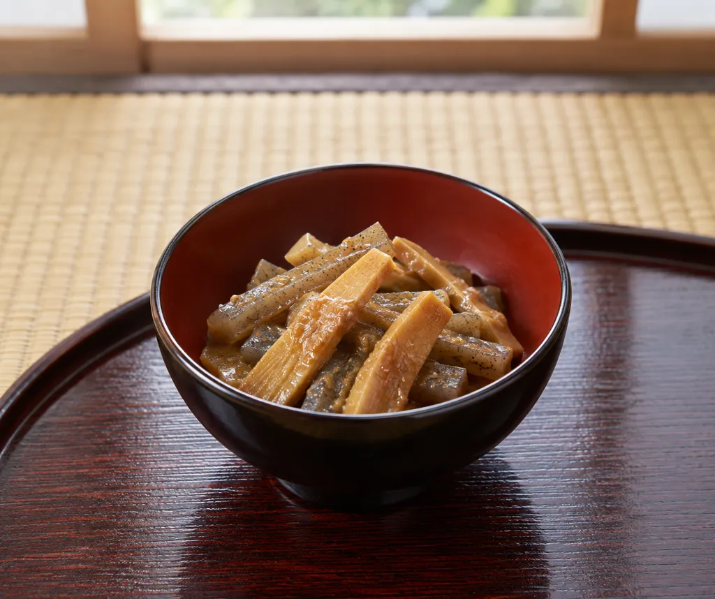 メンマとこんにゃくの味噌炒めの完成イメージ
