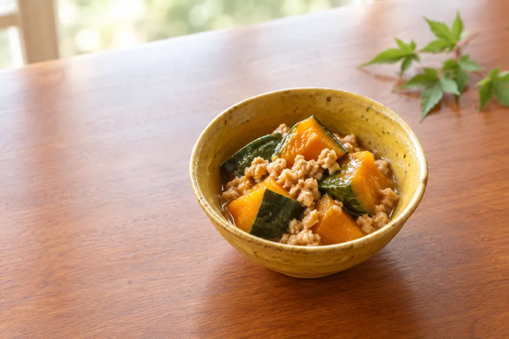 かぼちゃの鶏そぼろ煮の完成イメージ