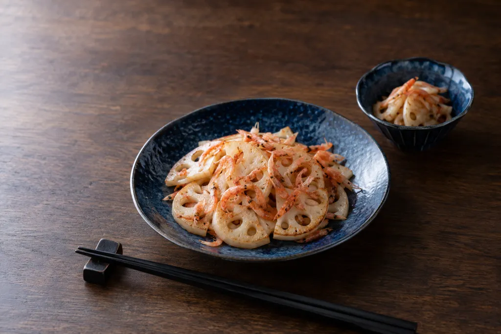 れんこんと桜えびの塩焼きの完成イメージ
