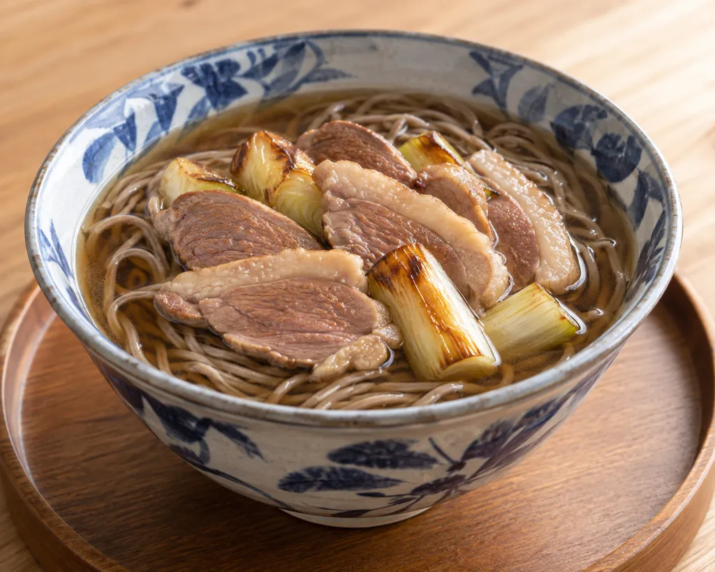 鴨肉と焼きねぎの肉そばの完成イメージ