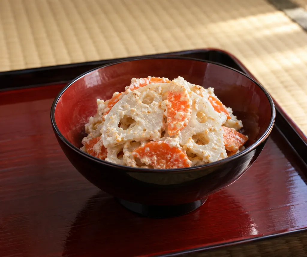 れんこんとにんじんの白和えの完成イメージ