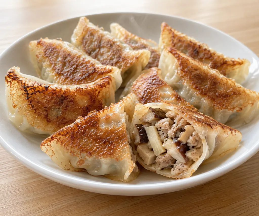 鶏ひき肉とたけのこの焼き餃子の完成イメージ