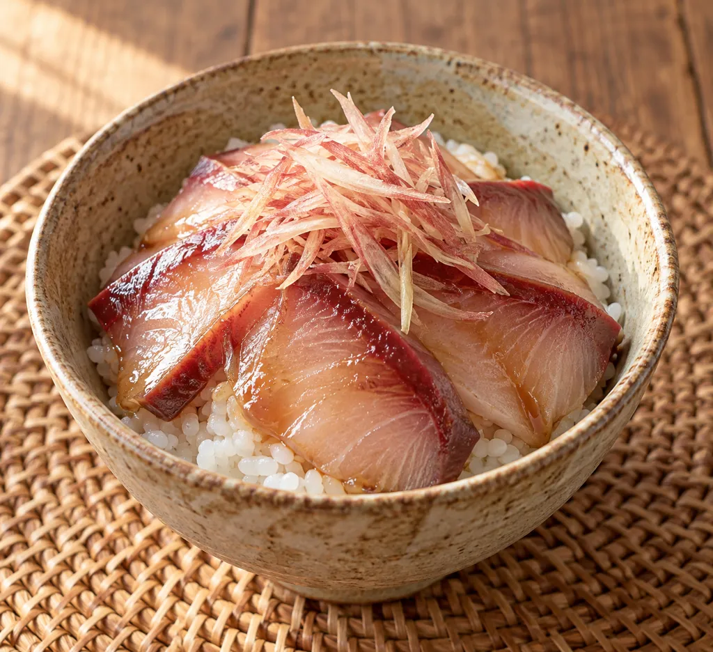 ぶりとみょうがの海鮮丼の完成イメージ