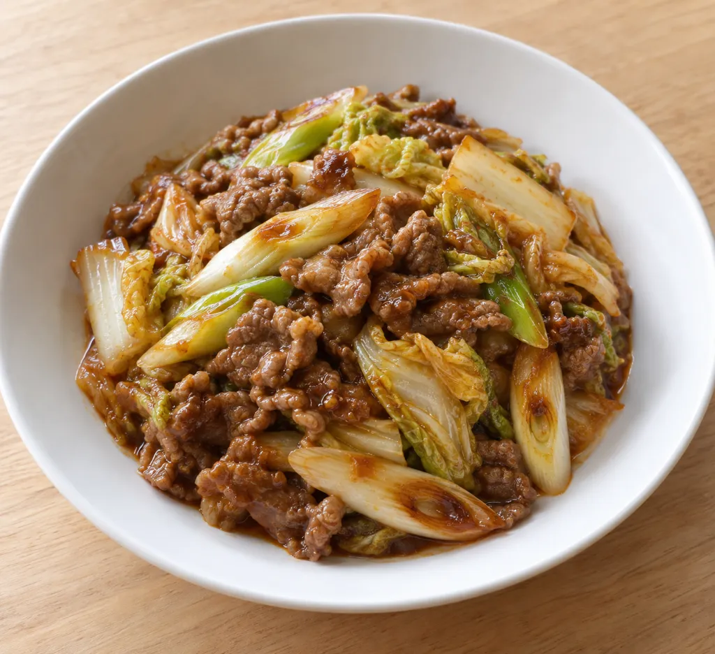 牛肉と野菜の辛味噌炒めの完成イメージ