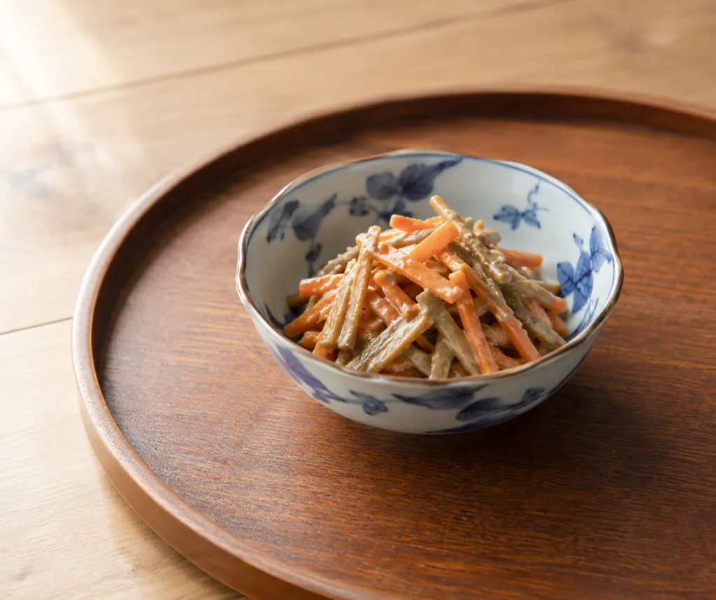 ごぼうとにんじんの酢味噌和えの完成イメージ
