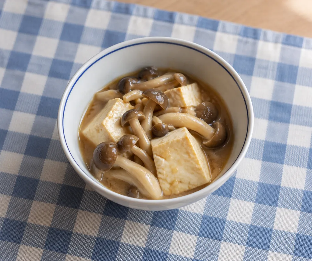 豆腐としめじの味噌煮の完成イメージ