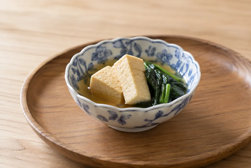 高野豆腐とほうれん草の含め煮の完成イメージ