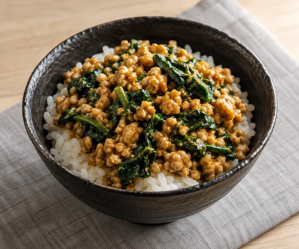 鶏肉とほうれん草のそぼろカレーの完成イメージ