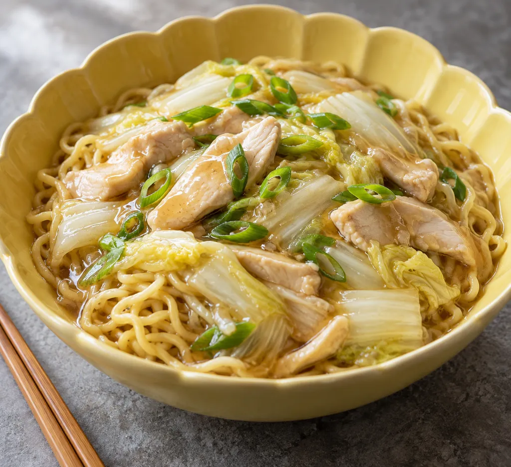 鶏むね肉と白菜の中華あんかけ麺の完成イメージ