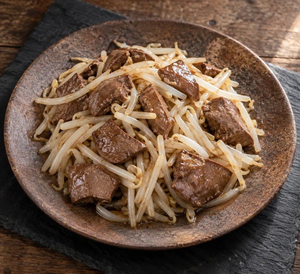 鶏レバーともやしのしょうが塩炒めの完成イメージ